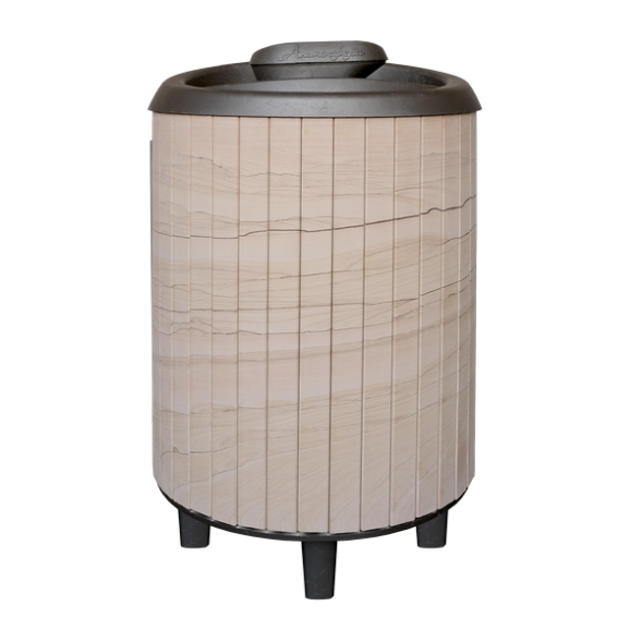 Банная печь Атмосфера L в ламелях Окаменевшее дерево наборный рисунок